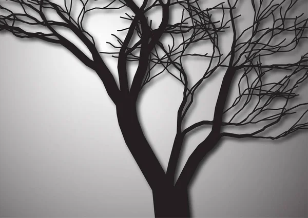 Arbre Sans Feuilles Silhouette Isolée Noire Sur Fond Gris Illustration — Image vectorielle