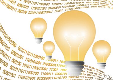 Soyut arkaplan ampulü yandı. Yeni bir iş fikri konsepti, küresel keşif. Tasarımınız için vektör illüstrasyonu.