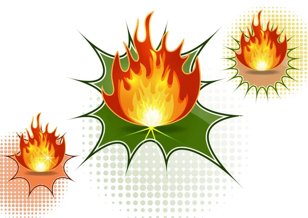 Tűz Láng Vektor Illusztráció Design Sablon Rajzfilm Stílus Vektor Illusztráció — Stock Vector