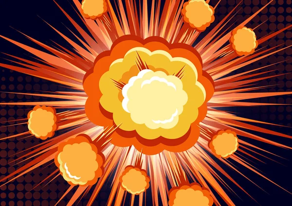 Cartoon Vektor Bombe Explosion Mit Rauch Boom Cartoon Stil Explosionsblitz — Stockvektor