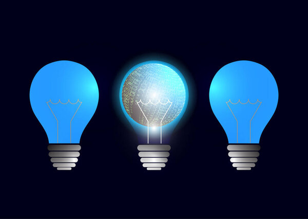 Abstract light bulb illuminates. The concept of global energy saving. The concept of a new business idea, discovery. Vector illustration for your design.