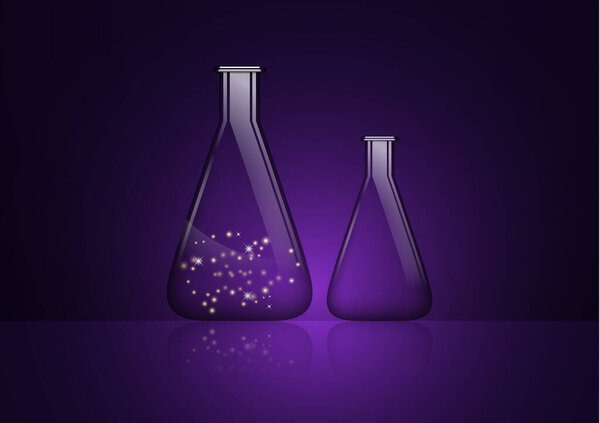 Абстрактный фон изолированная стеклянная лампа с таинственным веществом и пустой стеклянной лампой. Химические и биологические эксперименты. Векторная иллюстрация для вашего дизайна
.