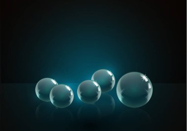 Parlak cam toplar. Kristal toplar. Sıvı soyut baloncuk. Tasarımının bir parçası. Vektör illüstrasyonu