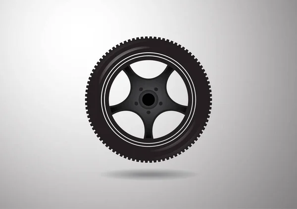 Wheel Icon Gray Gradient Background Tire Black Wheels Vector Image — Stock Vector