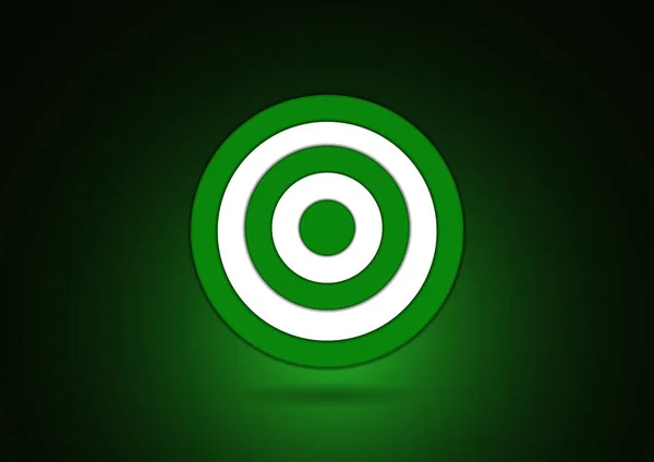 Ziel Zielsymbol Mit Schatten Isoliert Auf Grünem Hintergrund Das Konzept — Stockvektor