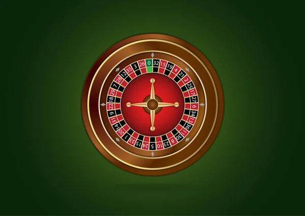 Casino Roulette Roue Isolée Sur Fond Vert Logo Casino Vectoriel — Image vectorielle