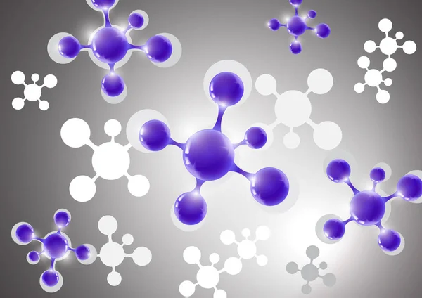 分子在灰色背景上的现代抽象背景 设计医药 生物技术的模板 矢量说明 — 图库矢量图片