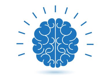 Logo, insan beyni ikonu. Düşünme, beyin fırtınası, iyi fikir, beyin aktivitesi, anlayış. Tasarımınız için vektör illüstrasyonu.