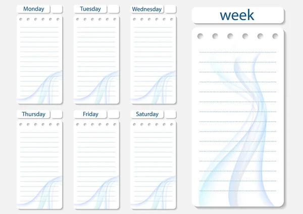 Elegante Plantilla Planificador Diario Semanal Organizador Horario Con Notas Lista — Archivo Imágenes Vectoriales
