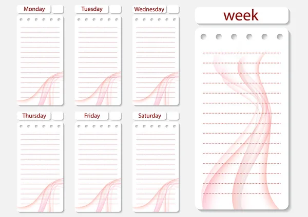 Stijlvolle Wekelijkse Dagelijkse Planner Sjabloon Organisator Schema Met Notities Lijst — Stockvector