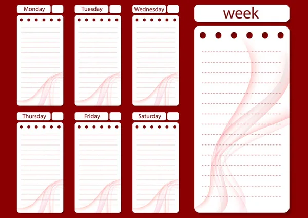 Stylish Weekly Daily Planner Template Organizer Schedule Notes List Vector — Stock Vector