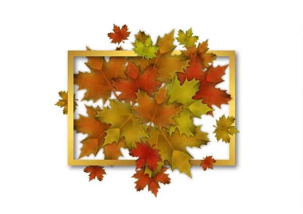Bright Red Yellow Orange Maple Leaves Concept Beautiful Autumn Vector — Stock Vector