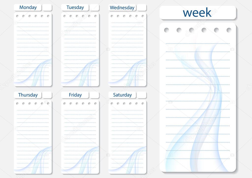 Stylish weekly, daily planner template. Organizer and schedule with notes and to-do list. Vector illustration.