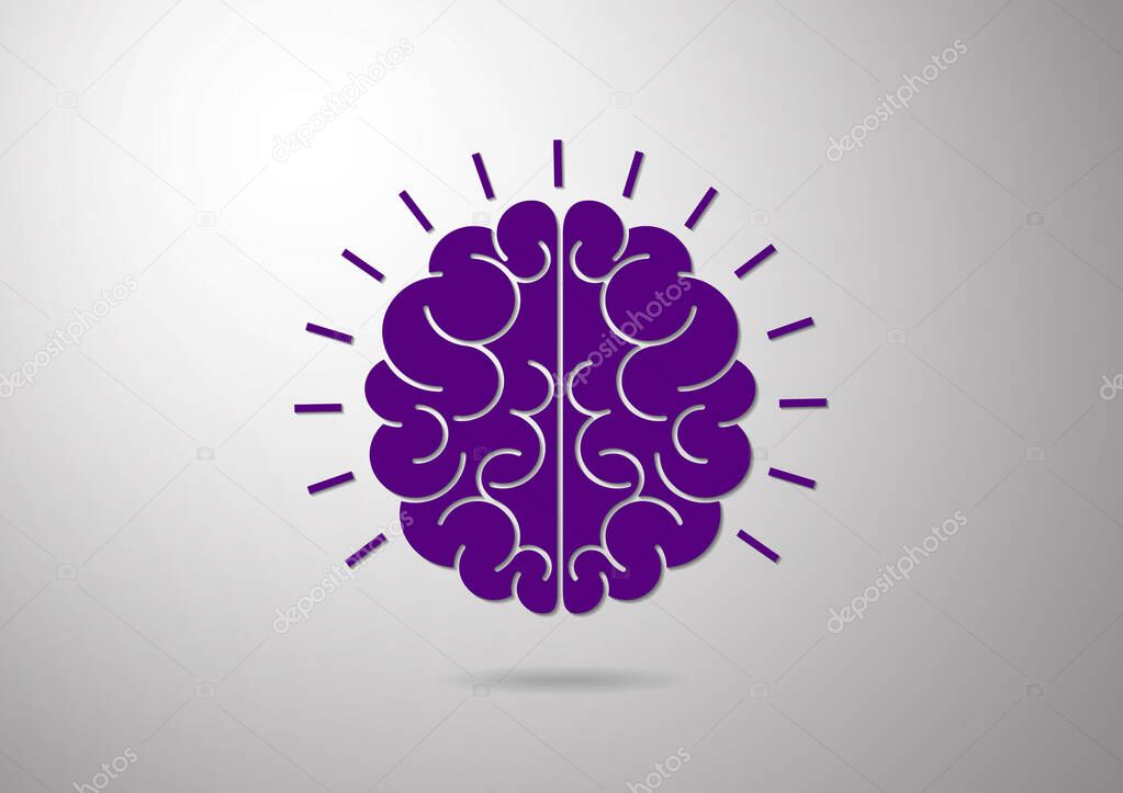 Logo, human brain icon. Concept of thinking, brainstorming, good idea, brain activity, understanding. Vector illustration for your design.