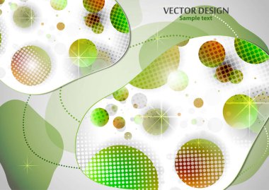 Daireler ve röflelerden oluşan yaratıcı sıvı renkli form. Mevcut tasarımın modaya uygun kompozisyonu. Soyut tasarım şablonu. Vektör illüstrasyonu