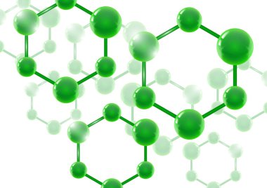 3D makro moleküllü kimyasal vektör nanoteknoloji arka planı. Bilimsel, kimyasal, fiziksel, eğitim ve diğer projeler için vektör illüstrasyonu.