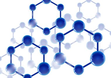 3D makro moleküllü kimyasal vektör nanoteknoloji arka planı. Bilimsel, kimyasal, fiziksel, eğitim ve diğer projeler için vektör illüstrasyonu.
