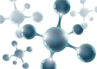 3D makro moleküllü kimyasal vektör nanoteknoloji arka planı. Bilimsel, kimyasal, fiziksel, eğitim ve diğer projeler için vektör illüstrasyonu.