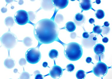 3D makro moleküllü kimyasal vektör nanoteknoloji arka planı. Bilimsel, kimyasal, fiziksel, eğitim ve diğer projeler için vektör illüstrasyonu.