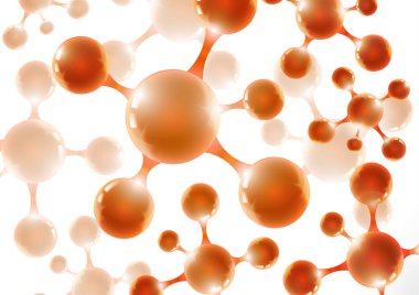 3D makro moleküllü kimyasal vektör nanoteknoloji arka planı. Bilimsel, kimyasal, fiziksel, eğitim ve diğer projeler için vektör illüstrasyonu.