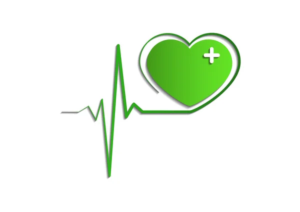 Herzsymbol Mit Herzschlagzeichen Etikettendesign Konzept Krankenhausausstattung Isoliert Auf Weißem Schild — Stockvektor