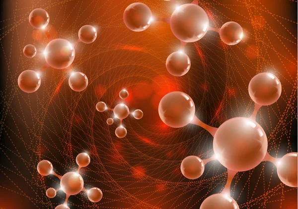 Futuristic Chemical Vector Nanotechnology Background Luminous Molecules Vector Illustration Scientific — Stock Vector