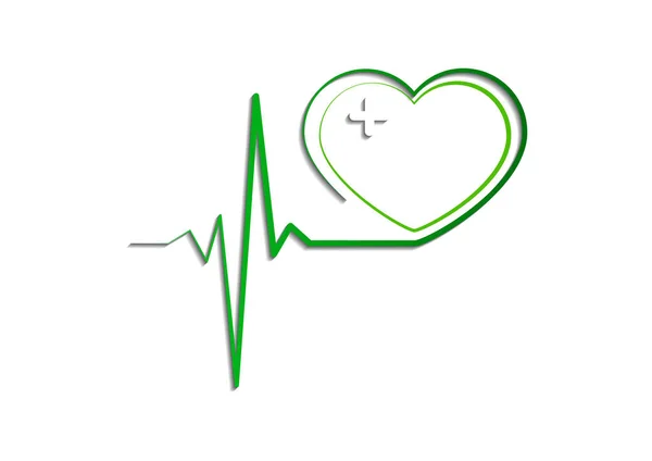 Herzsymbol Mit Herzschlagzeichen Etikettendesign Konzept Krankenhausausstattung Isoliert Auf Weißem Schild — Stockvektor