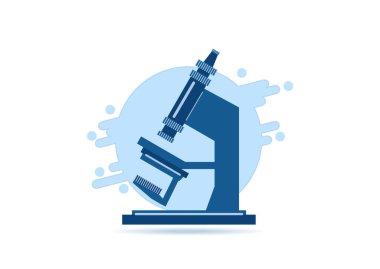 Bakteri, molekül ve maddelerin incelendiği soyut mikroskop arka planı. Bilim, eğitim, kimya, deney, laboratuvar konsepti. Tasarımınız için vektör illüstrasyonu.