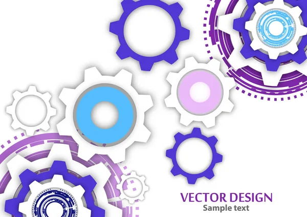Fond Coloré Technologique Avec Roue Dentée Engrenages Modèle Couverture Illustration — Image vectorielle