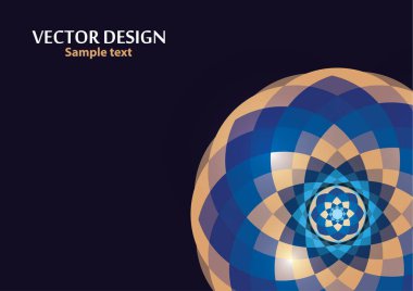 Koyu arkaplanda renkli detaylarla parlak vektör süsleme deseni. Herhangi bir yüzey için şablon. Mandalaların doğulu süslemeleriyle donatılmış zarif bir arka plan. Vektör illüstrasyonu
