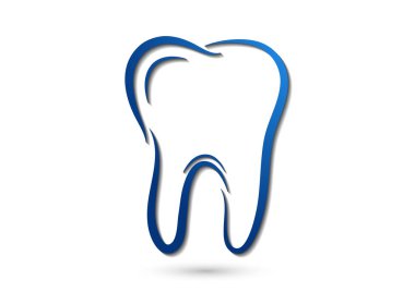 Sağlıklı diş simgesi. Düz tasarım tarzı. Diş basit bir siluet. Modern, şık renklerde minimalist bir simge. Web sitesi tasarım ögesi ve mobil uygulama, broşür tasarımı, afiş, broşür. Vektör illüstrasyonu