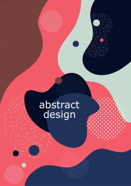 Asgari moda tarzında yaratıcı bir arkaplan. Soyut şekiller, dalgalar, daireler, noktalar. Kapak, poster, broşür, web sitesi arka planı veya reklam için tasarım. Vektör illüstrasyonu