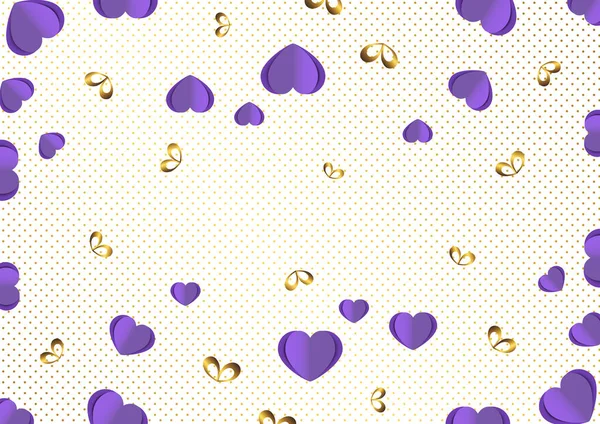 Arkaplanda Parlak Kağıt Kalpler Fiyonklar Var Sevgi Kutlama Sevgililer Günü — Stok Vektör