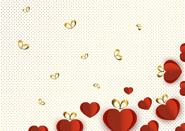 Яскраві Паперові Серця Луки Тлі Градієнтних Крапок Любові Святкування Валентинового — стоковий вектор