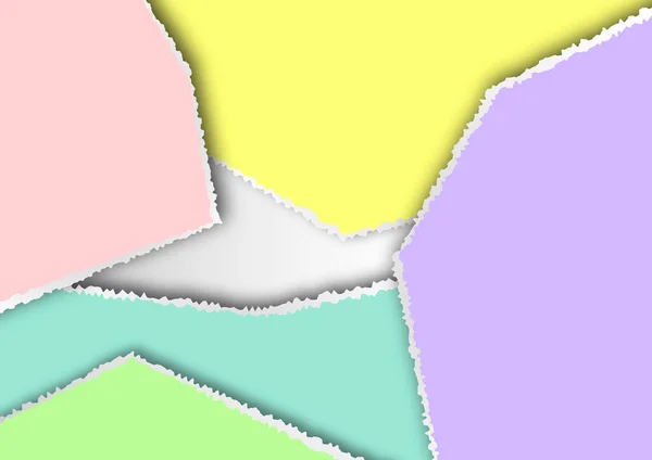 Kenarları Yırtılmış Renkli Kağıt Parçalarının Soyut Arkaplanı Tasarımın Için Şablon — Stok Vektör