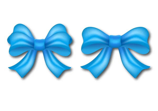 Набор Декоративных Голубых Бантов Ленточкой Изолирован Белом Фоне Праздничные Подарки — стоковый вектор