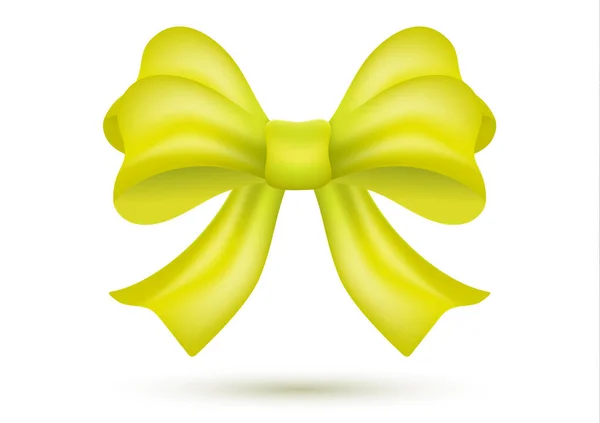 装饰闪亮的黄色蝴蝶结与带隔离的白色背景 节日礼物和背景的装饰 为您的设计提供矢量图解 — 图库矢量图片