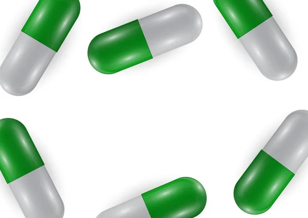 Achtergrond Met Heldere Pillen Capsules Vitamine Pillen Voor Een Goede — Stockvector