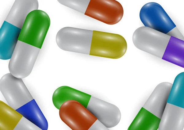 Hintergrund Sind Helle Pillen Kapseln Vitaminpillen Für Gesundheit Und Antibiotika — Stockvektor