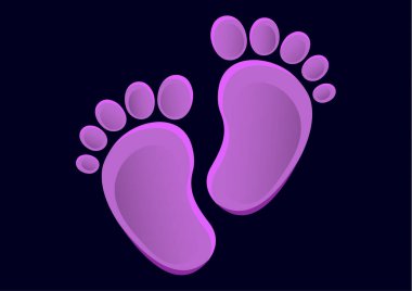 Bebek ayağı simgesi düz element koyu arkaplanda izole edilmiş. Tasarımın için bir element. Vektör illüstrasyonu