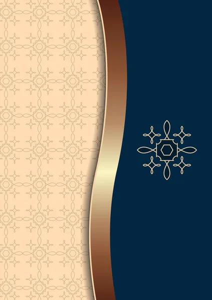 Abstracto Oro Línea Ondulada Franja Ornamento Geométrico Oriental Fondo Colorido — Vector de stock