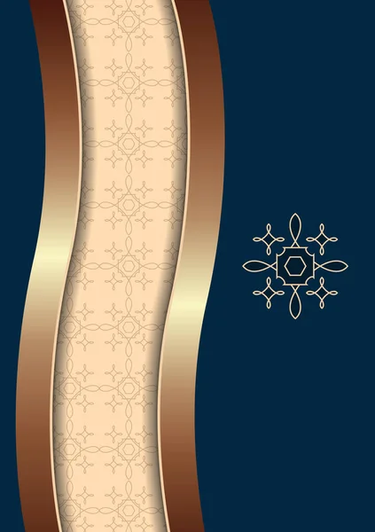 Абстрактная Золотая Волнистая Линия Полоса Восточный Геометрический Орнамент Красочный Фон — стоковый вектор