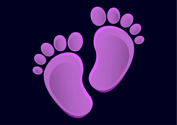 Baby Feet Icon Flat Element Isolated Dark Background Element Your — Stock Vector