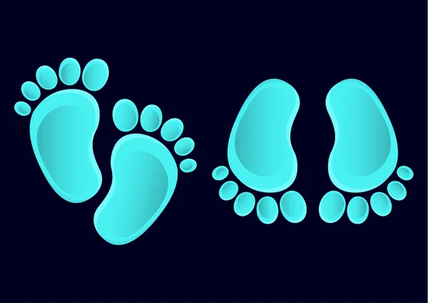 Baby Feet Icon Flat Element Isolated Dark Background Element Your — Stock Vector