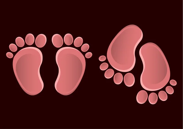 Baby Feet Icon Flat Element Isolated Dark Background Element Your — Stock Vector