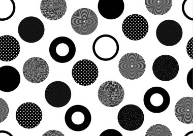 Beyaz arka planda kusursuz bir retro-soyut poster. Çemberler, noktalar, halkalar. Basit tasarım.