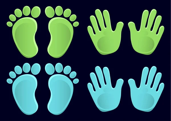Baby Footprints Handprints Icon Abstract Concept Flat Design Vector Illustration — Stock Vector
