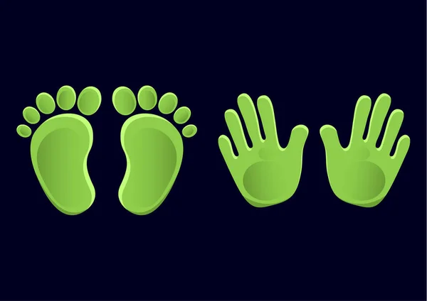 Baby Footprints Handprints Icon Abstract Concept Flat Design Vector Illustration — Stock Vector