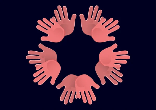 Simge Birleşmiş Sevgi Dolu Ellerin Renkli Tasarımı Kalp Veren Bir — Stok Vektör