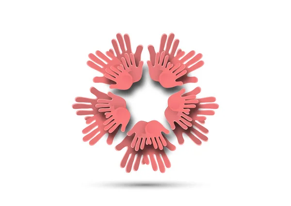 Icono Diseño Colorido Manos Amorosas Unidas Mano Dando Corazón Feliz — Vector de stock